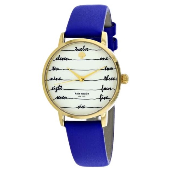 kate spade Accessories - Kate Spade New York Blue Leather Gold Watch NWT